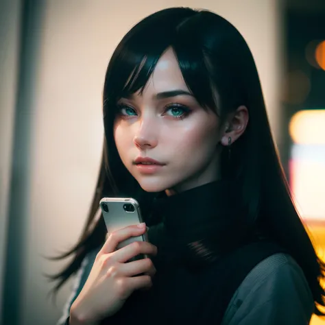 ((Beautiful girl with mobile phone in hand)) 4k 8k:: Realistic::4 Cyberpunk::1 - V 4 - Quality 2