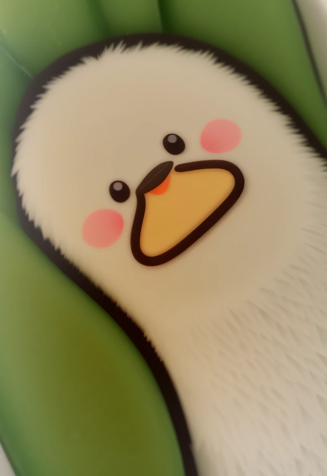 Someone was holding a penguin-shaped phone case in green and white, Gummies, fluffy green belly, small jaw, umamusume, kawaii cutest sticker ever, Close-up!!!!!, あかさたなは on twitter, Pickled Cucumber, bottom body close up, Zengetsu, puffy sticker, clear cute...