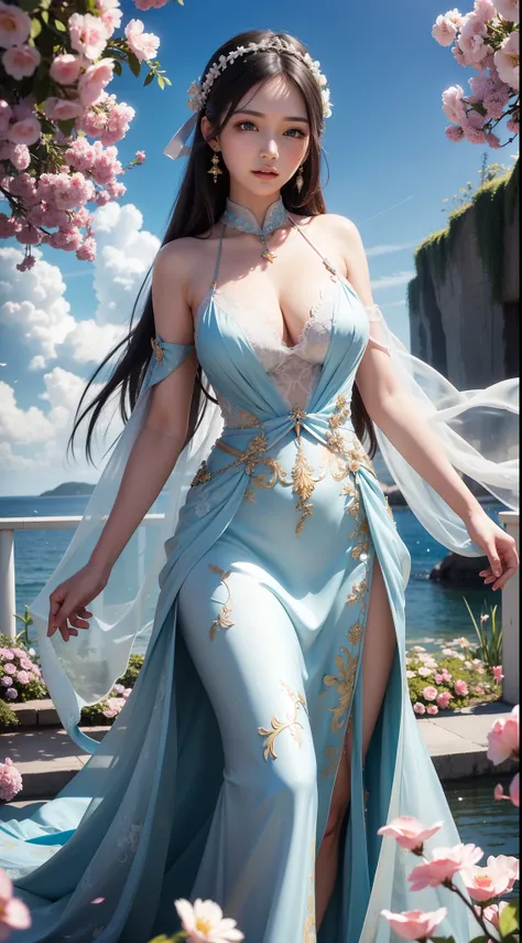 Beautiful detailed woman,very detailed eyes and faces, A detailed eye, ultra - detailed, A high resolution, The is very detailed,best qualtiy,illustratio,unified,8k 壁纸,tmasterpiece,best qualtiy,Faraway view，1girll，full bodyesbian，looki at viewer，face to th...