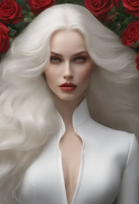 masterpiece, highest quality, approaching perfection, (perfect face:1.1), (high detail:1.1), dramatic, (1guy), pale skin, (long pure white hair:1.4), white eyes, Otto Seppalainen, solo, long hair, white luxury suit, covered navel, snob, albino, Luminous St...