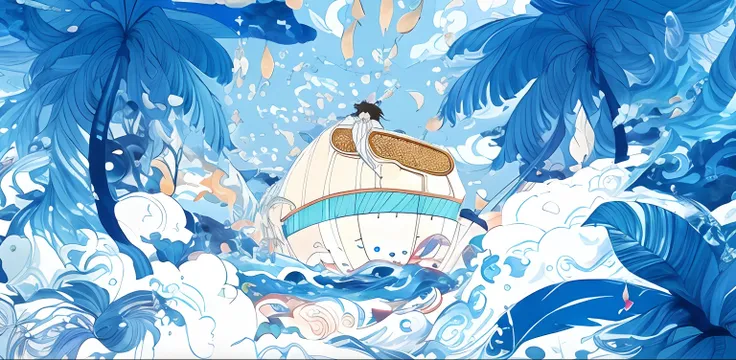 dreamy psychedelic anime, wallpaper anime blue water, screenshot from guro anime, studio ghibli artstyle, anime still film anime shikishi, offcial art, screenshot from the anime film, dreamlike illustration,Very minimalist style