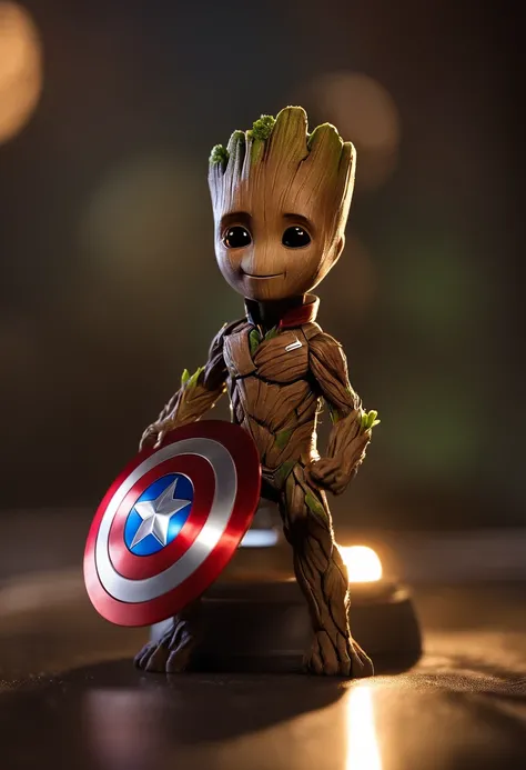 BABY GROOT IN SUITE OF CAPTAIN AMERICA