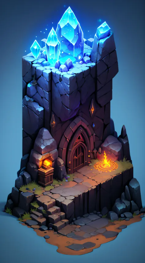 ((masterpiece,best quality)), absurdres , isometric_setting, cave, crystal, magic, glowing,