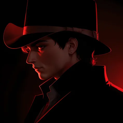 A smooth criminal,logo,red background,intricate,high-res,highly detailed,portraits,vivid colors,studio lighting,dark and mysterious lighting