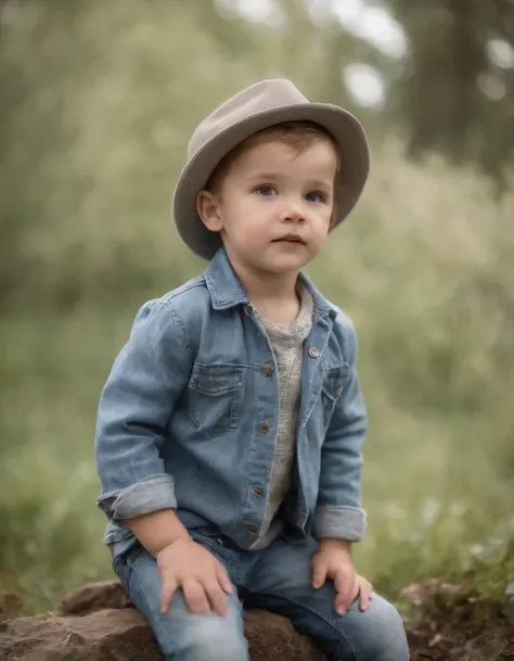 boy in a hat wearing jeans, in the style of canon eos 5d mark iv, elegant, emotive faces, joel robison, mommys on-the-phonecore, light gray and light blue, sony fe 85mm f/1.4 gm, flickr