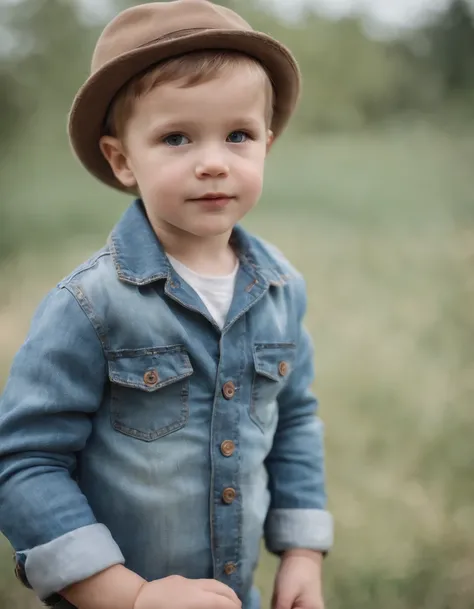 boy in a hat wearing jeans, in the style of canon eos 5d mark iv, elegant, emotive faces, joel robison, mommys on-the-phonecore, light gray and light blue, sony fe 85mm f/1.4 gm, flickr