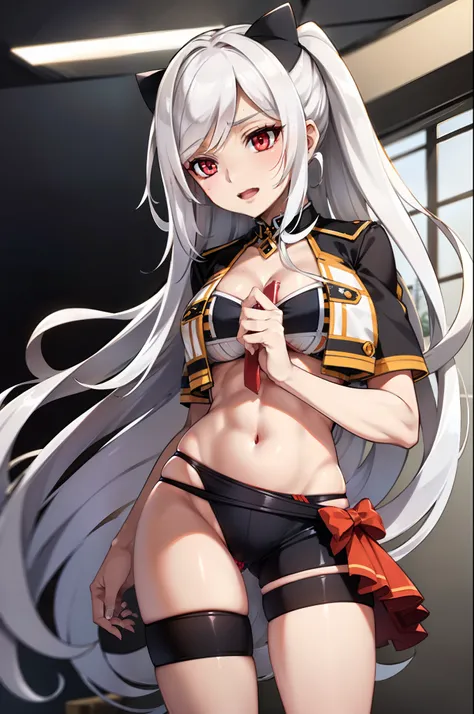 white hair,red eyes,swimsuit,
Vibrators in Panties