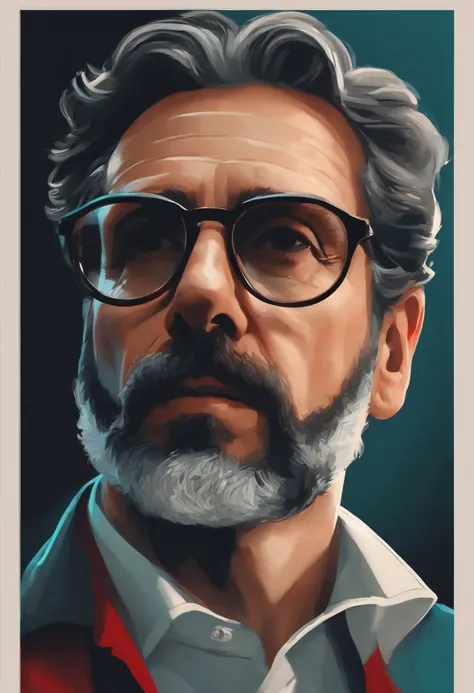 Money heist Professor Alvaro morte image, wearing Glasses,black trim beard