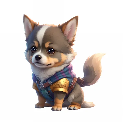 A cute and cute dog, lovely digital painting, Isometric hand drawn fantasy cute dog, highly detailed character, Cute detailed digital art, render naughty dog, cute corgi, cute character, adorable digital art, digital painting highly detailed, , maxwell ren...