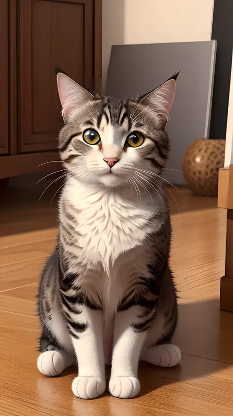 (best quality:1.33), (masterpiece:1.42), (realistic:1.24), (detailed:1.15), 
Cute  cat, big eyes, in the style of pixar, beautiful 3ds max render, volumetric lighting, global illumination, raytracing, detailed hyperrealism, manga,