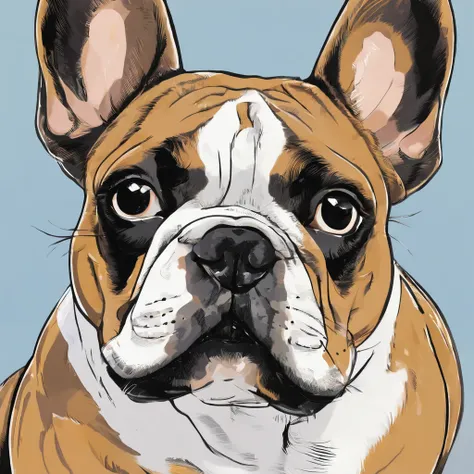 A French Bulldog, often referred to as a "Frenchie," is a small, compact breed known for its distinctive appearance. These dogs have a muscular yet compact body with a sturdy build. Their most prominent features include a short, smooth coat, a pushed-in no...