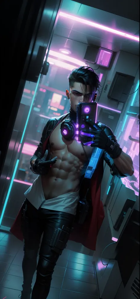 Change background cyberpunk handsome boy