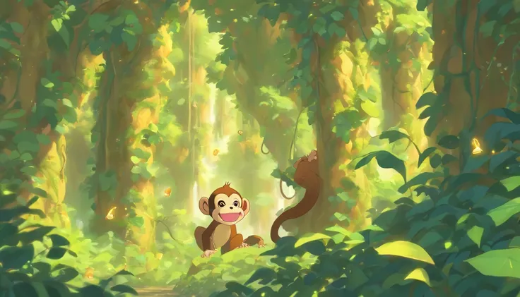 （Turn into a monkey），（Fly into a primeval forest），（Swinging vines），（Chuangfei passes by a monkey eating bananas），（Turn into a monkey），（Fly into a primeval forest），（Swinging vines），（Chuangfei passes by a monkey eating bananas），（Turn into a monkey），（Fly into...