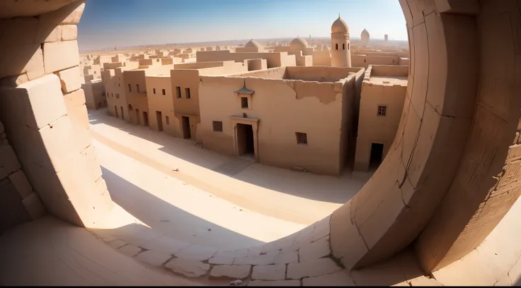 a man-latitude view of the ancient city of Timbuktu, vista dal suo interno. Vicoli, case con antichi portoni in legno