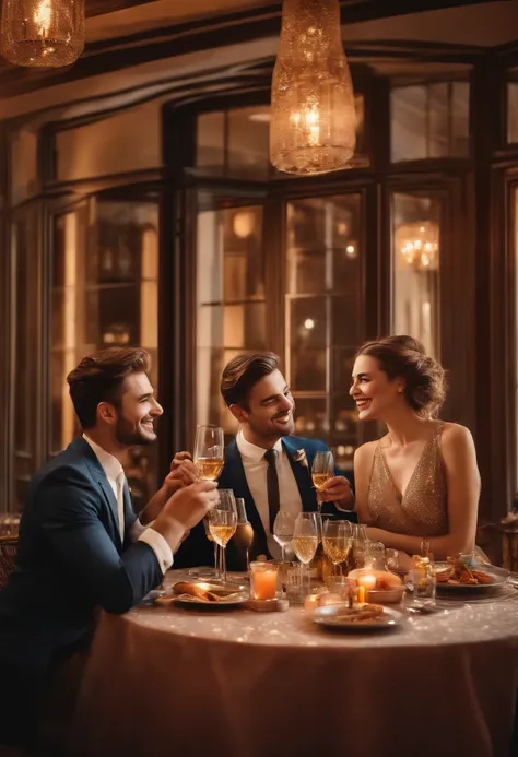 best quality,ultra-detailed,realistic:1.37,portrait,colors,vibrant lighting,friends drinking alcohol,beautifully depicted women,perfectly captured expressions,stylish outfits,soothing atmosphere,laughter and conversation,inviting table decor,reflections of...