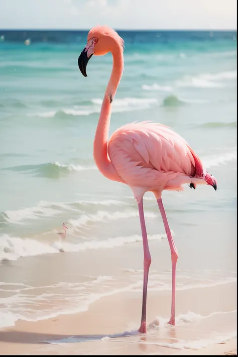 Flamingo on the beach