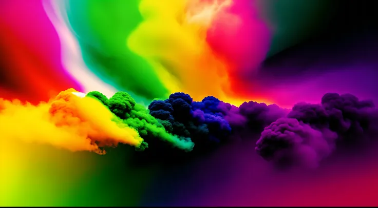 Un primer plano de un humo colorido se vierte sobre un fondo negro, humo de color fluido, humo colorido, Humo multicolor, humo coloreado, humo de colores brillantes, acid-colored smoke, Humo de color, humo de arco iris, Background of psychedelic smoke, Hum...