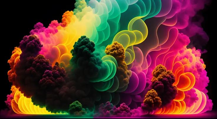 Un primer plano de un humo colorido se vierte sobre un fondo negro, humo de color fluido, humo colorido, Humo multicolor, humo coloreado, humo de colores brillantes, acid-colored smoke, Humo de color, humo de arco iris, Background of psychedelic smoke, Hum...