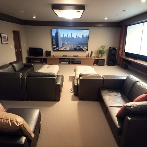 modern media room with Layout and Seating