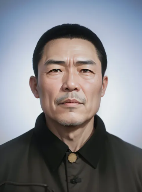 Portrait of a middle-aged Chinese man，High-definition realism，The hair is real，The face is really，The clothes are real，The light is natural and realistic