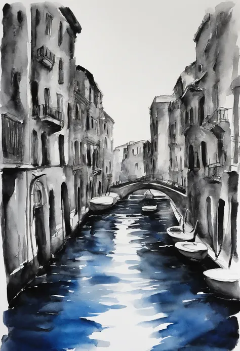 Black and white photos of a city with blue water, dans le style du collage contemporain, Animated GIFS, Album art, fluide, high detailed, Yankeecore, relief