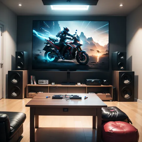 modern game room with Audiovisual Setup