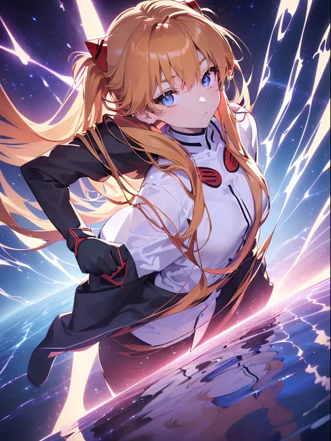 ((souryuu asuka langley, school uniform:1.4, Blonde)),(Glowing eyes:1.233),(Beautiful and detailed eyes:1.1),(Expressionless,Closed mouth),(standing), 1girll,Solo,(Masterpiece,Best quality, offcial art,Target the audience, Beautiful and aesthetic:1.2),(超高分...