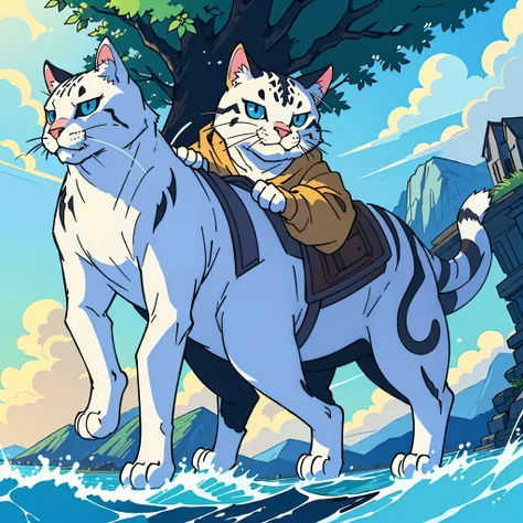 (best-quality:0.8), (best-quality:0.8), perfect anime illustration, a big cat in a beautiful environment