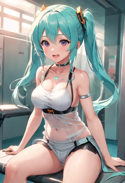 Hatsune Miku, Wearing track suit, Intensive training in the bodybuilding gym, buff, looking a viewer, weights, musculature , workout, Thigh muscles, muscle arm,Abs，(Muscular female,Muscular legs)
Top quality, Masterpiece, High definition, Very detailed, 8K...