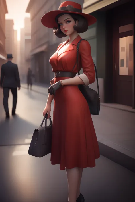 3D model, 3dmdt1, 3d render, photo photorealism photorealistic full body shot from side, 1girl, beautiful girl in 30s fashion on street, looking at the viewer