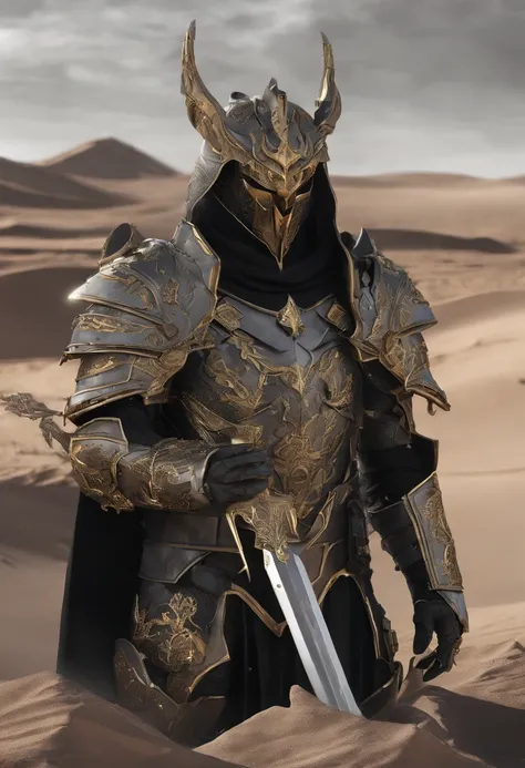 Demon Paladin , Gold-plated armor, Grey Desert , fantasy,