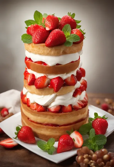 best quality,4k,8k,highres,masterpiece:1.2,ultra-detailed,realistic:1.37,strawberries,cake,dessert,delicious,tempting,sweet,juicy,ripe,endless ripe strawberries,spongy cake layers,fluffy whipped cream,fresh mint leaves,luscious strawberry sauce,scrumptious...