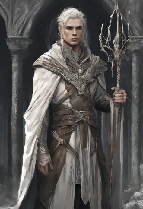 Elven Mage, guy,  ah high, Thin, The Magic Staff , cloak