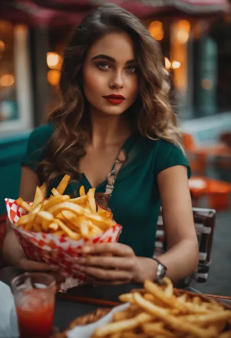 Girl with fries in hand