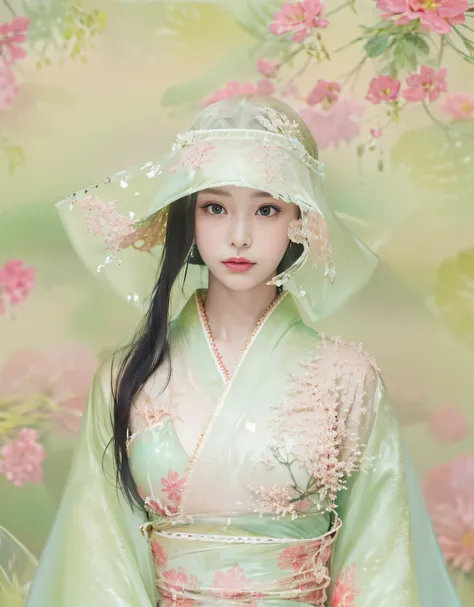 (Beautiful models in Japan kimono commercials, Beautiful straight long black hair), Solo, ((face is 80% beauty and elegance, 20% pretty and cute:1.5)), (She is a model for half Eastern Europe and Asia), Clear eyes, (Detailed eyes, Light green eyes, Bright ...