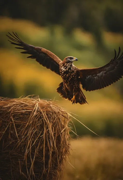 Hay un cuervo volando en la hierba con una roca en el fondo, Una foto por Derek Zabrocki, Unsplash, arte digital,