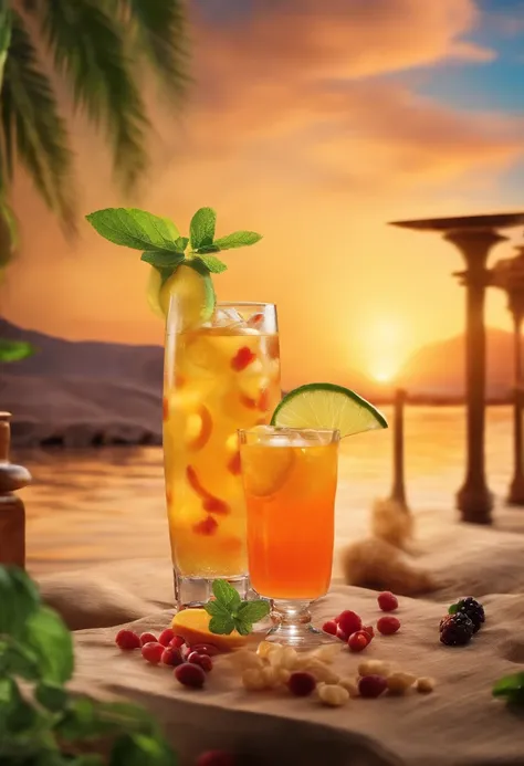 An oasis of refreshment and flavor: a background that conveys the feeling of freshness and revitalization that our drinks offer.