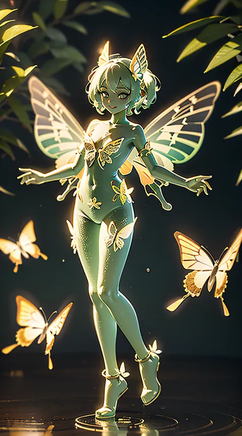 (3D butterfly sprite of floating bubbles):1.5, fantasy forest, (fullbody image:1.5)）, Cute cartoon 3D images, Beautiful butterflies, (Highly detailed CG Unity 16K wallpaper:1.1), Two-headed body, (Denoising strength: 1.45), Beautiful 3D Dolls, happy laughi...