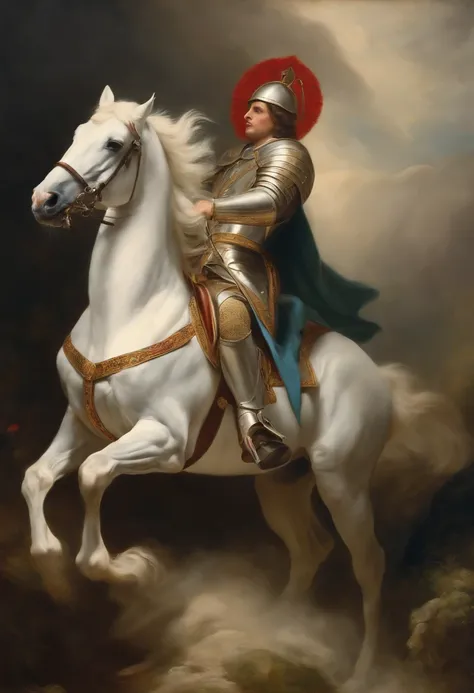 saint george realist human catholic and white horse