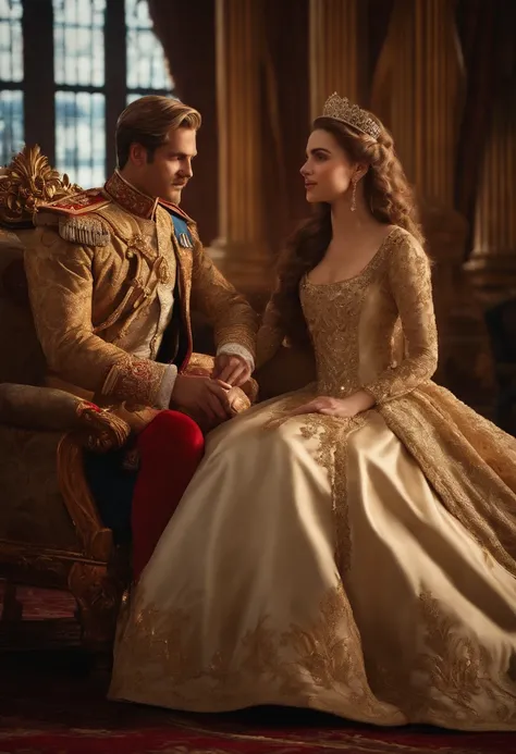 Adelaide is seen with her parents, the KING and QUEEN, discussing her arranged marriage to a ruthless prince, FREDERICK. (best quality,4k,8k,highres,masterpiece:1.2),ultra-detailed,(realistic,photorealistic,photo-realistic:1.37), HDR, UHD, studio lighting,...