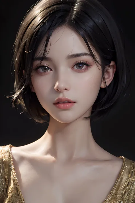 (masterpiece:1.3), (8k, photorealistic, RAW photo, best quality: 1.4), (1girl), beautiful face, (realistic face), (black hair, short hair:1.3), beautiful hairstyle, realistic eyes, beautiful detailed eyes, (realistic skin), beautiful skin, (sweater), absur...