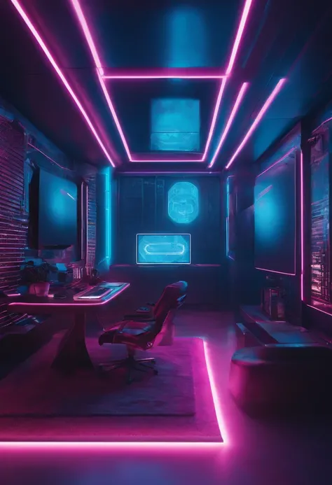 digital nirvana, vr headset ad view , 
Estilo Cyberpunk livro aberto encima da mesa em sala escura, Cyberpunk, luz neon, 8k, azul e rosa, cyberpunk