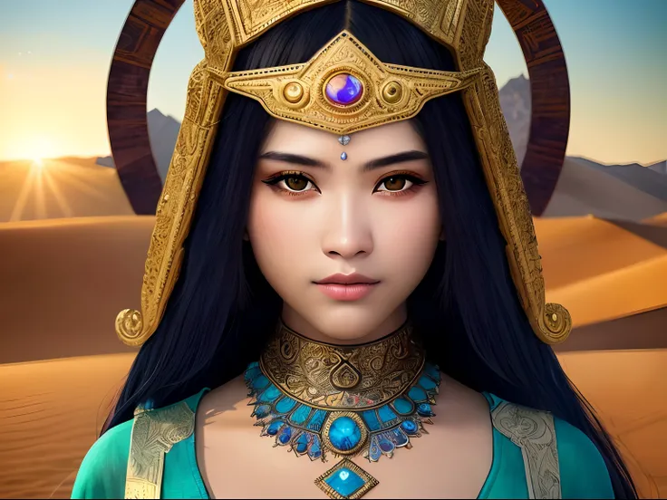 Ultra vision, Myths and legends, Shiva, Sun Wukong, Titan, egyption, pyramid, A desert, Sand, Exquisite, 8K, Masterpiece,The beauty of the portrait of 8K, Intricate, elegant, Highly detailed, Majestic, Digital photography, Art by Artgerm and Ruan Jia and G...