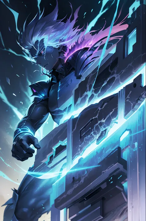 epic anime style, purple lightning, evil temperament, 20-year-old male shadow assassin, glowing black aura, shadow supervisor, handsome face, brilliant and majestic. Beautiful standard body and complete body structure. full body shot of a man with lightnin...