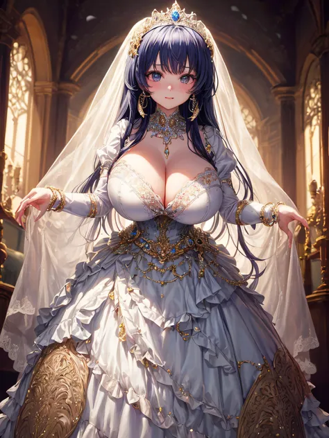 (masterpiece, best quality,extremely detailed:1.1),(moe anime art style:1.2),1girl,((full body)),((solo)), cute, kawaii,digital art,((1 bling-bling anime princess wearing beautiful embroidery and jeweled ruffled gorgeous princess ballgown with voluminous f...