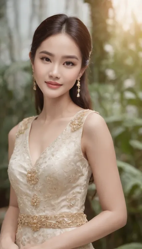 myth,argent,kebaya,Scroll,batik,sleeveless, treasure,universe, face the camera, smile, 19 year old girl, cute girl, beautiful girl, indonesian model, white healthy skin, delicate eyes, tied-up hair, ethnic earring, broze tiara,ethnic tiara, full body photo...