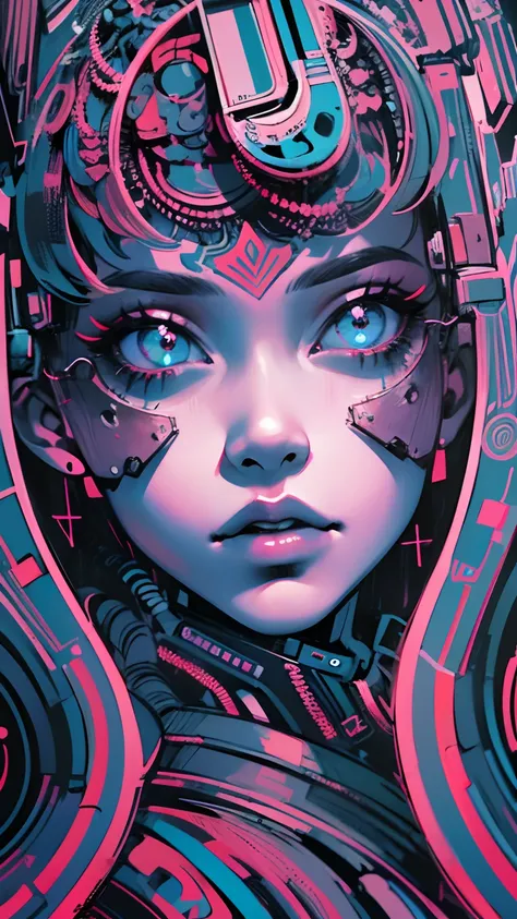 (Absurdo, Altas, ultra detalhados), 1girl, sozinho, olhos extremamente detalhados, (Arte Oficial, Beautiful and Aesthetic:1.2), (Arte Fractal:1.3), Colouring, Mais Detalhado, tecnologia cyberpunk neon azul cor preto dark