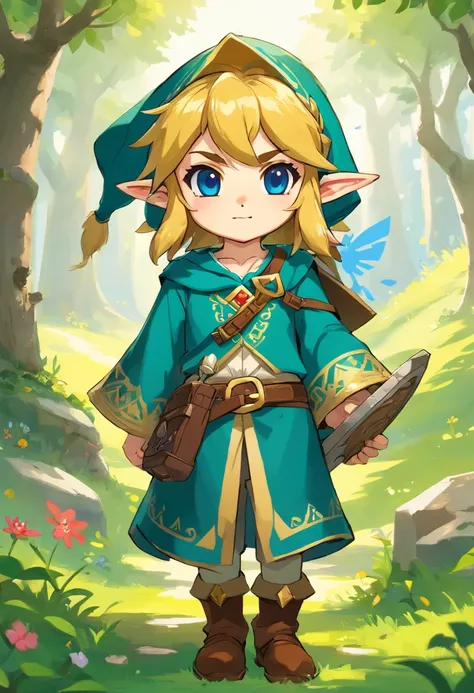 full body, person for the zelda game, the zelda manga, man, zelda character ff, in the style of ian mcque, temmie chang, stylish costume design, romanticized depictions of wilderness, jean-baptiste monge, science academia