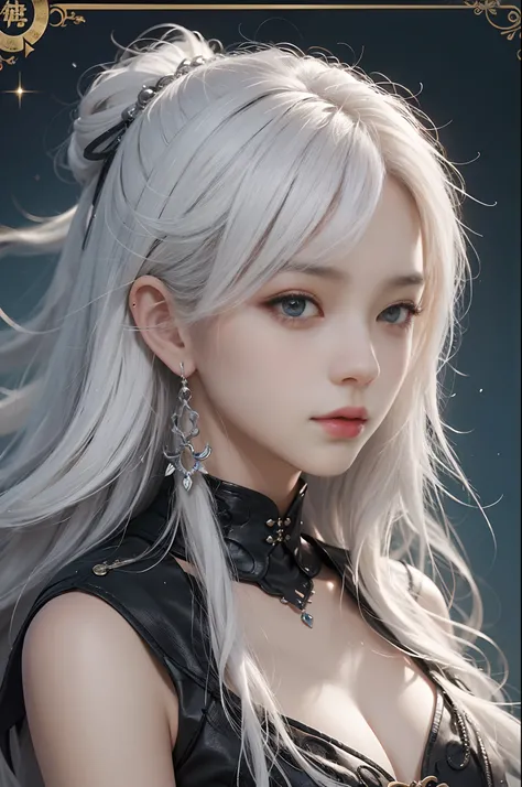 close-up of a woman with white hair and white mask，Belle peinture de personnage，Guviz，Guviz-style artwork，white-haired god，Yang J，Epic and beautiful character art，Stunning character art，FAN Qi，Wu Zhun Shifan，Guvitz at the Pixiv Art Station  ，Vest line，shor...