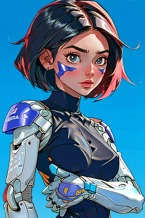 1girl, (high resolution), (8k), (extremamente detalhado), (4k), (CG), (rosto perfeito), (Olhos e rosto bonitos), (melhor qualidade), (super detalhado), (rosto e olhos detalhados), (sozinho), short hair, cabelos pretos, olhos castanhos, Bodysuit, collant, m...